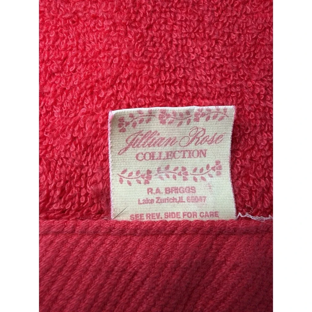 Vintage Bath Towel Fancy Jillian Rose RA Briggs Christmas Red Cotton Brass Horn